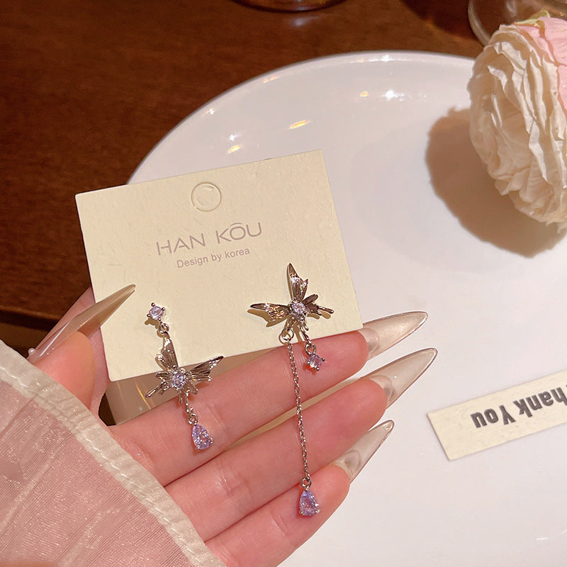 Women's Mori Elegant Asymmetry Butterfly For Light Luxury Minority Earrings