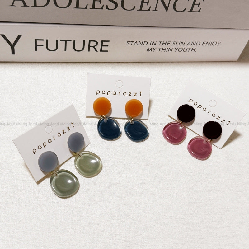 Tea Sier Needle Gentle Simple Graceful Acrylic Geometric Ear Fashionable Earrings