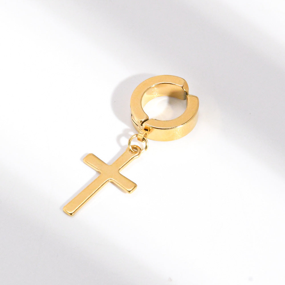 Women's & Men's Stainless Steel Cross Shelf Ear Clip Simple Hip Earrings