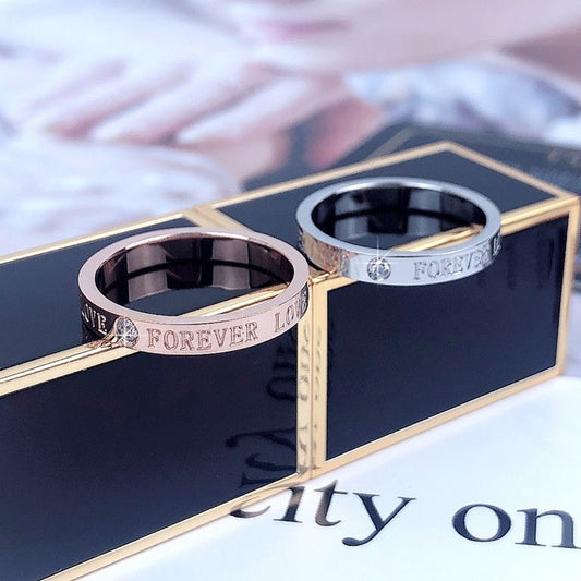 Minimalist Personality Social Couple Girlfriends Male Titanium Steel Rose Rings