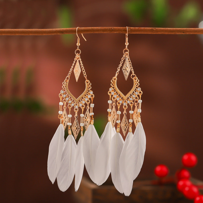 Your Exotic V-shaped Vintage Feather Daisy Earrings