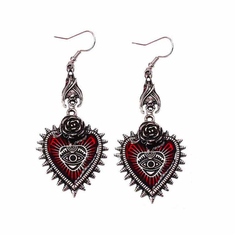 Bohemian Vintage Sun Moon Moonstone Asymmetric Alloy Earrings