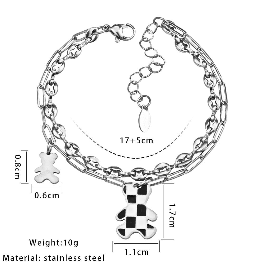 Surface Jade Safety Knot Mix Match Stitching Titanium Steel Retro Bracelet