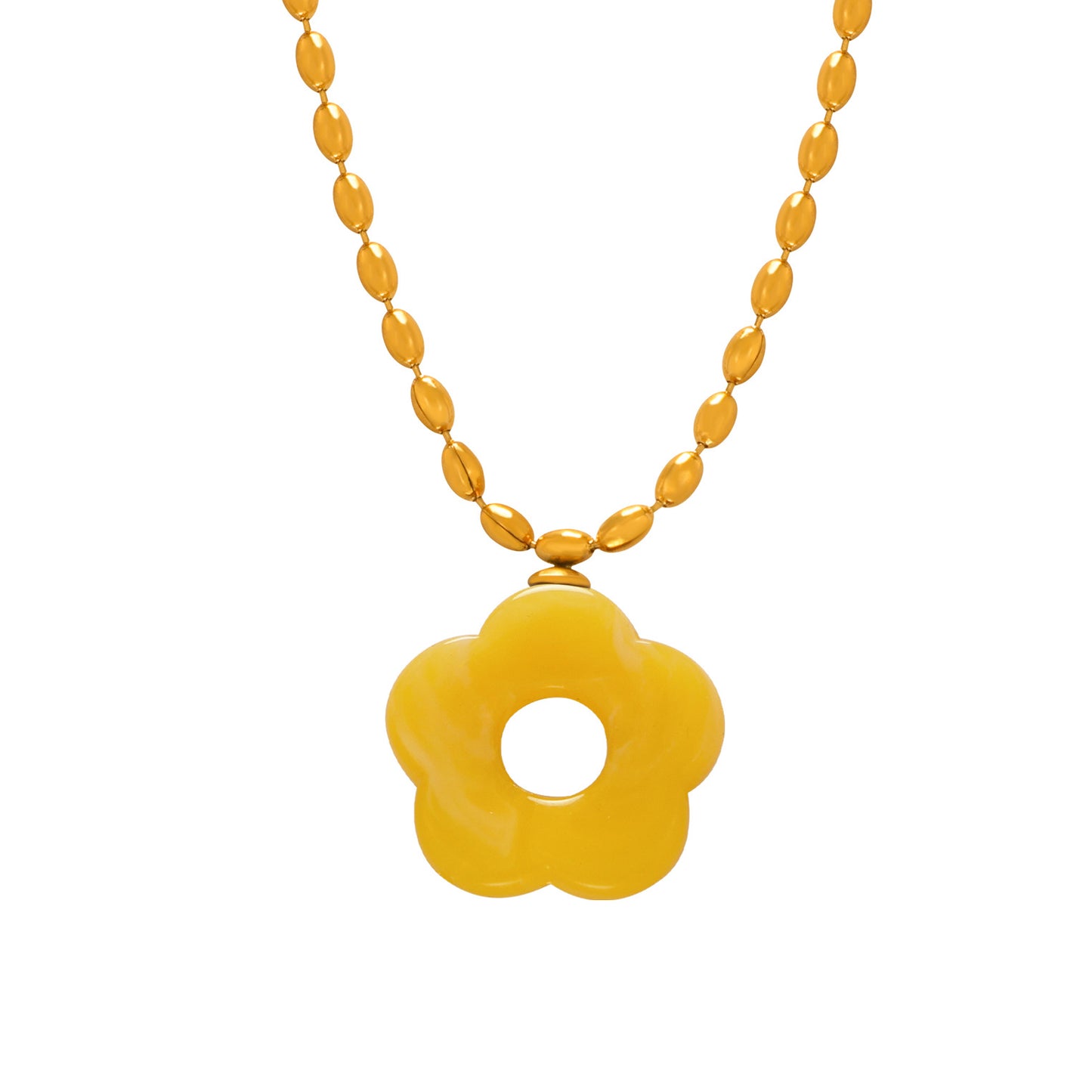 Women's Simple Sweet Fashion Titanium Steel Gold-plated Chain Flower Jewelry Set