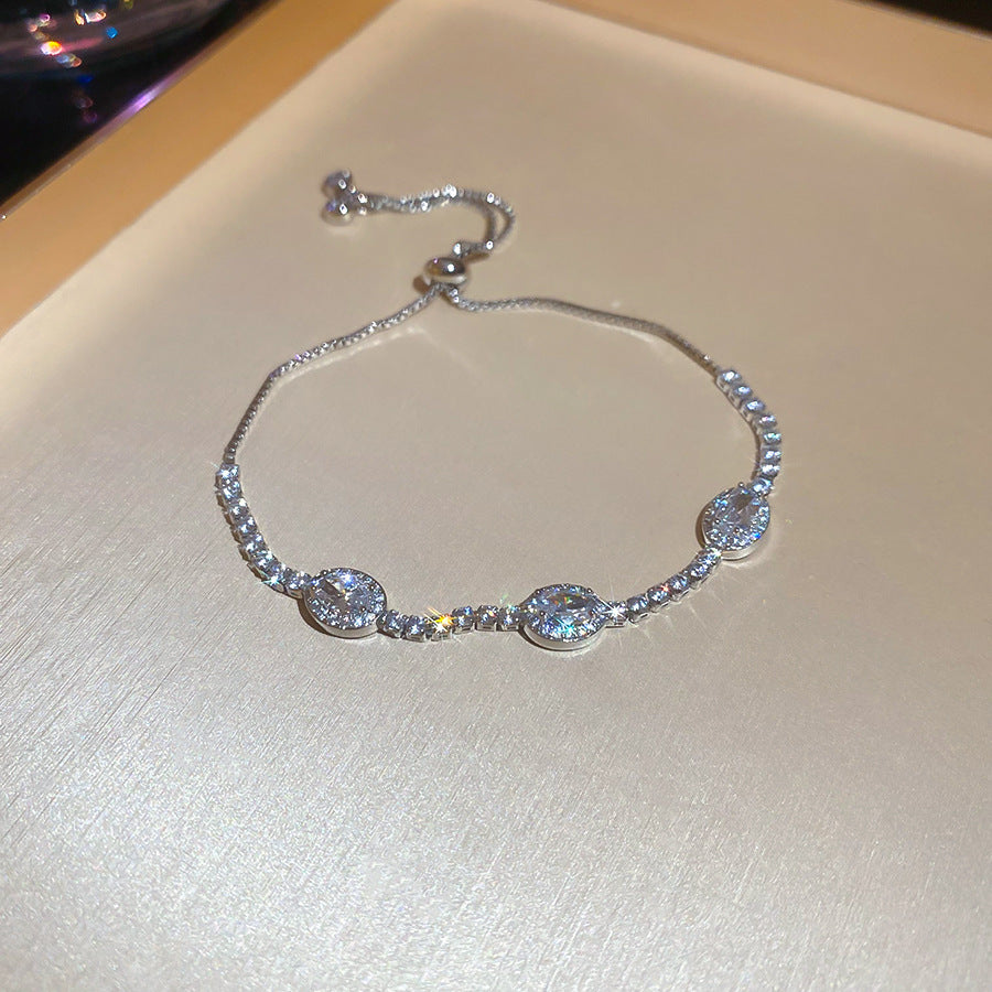 Women's Austrian Bright Gem Flower Light Luxury High-grade Court Style Fashion Bracelets