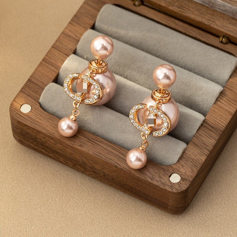 Women's Sier Pearl For Design Tassel Geometric Earrings