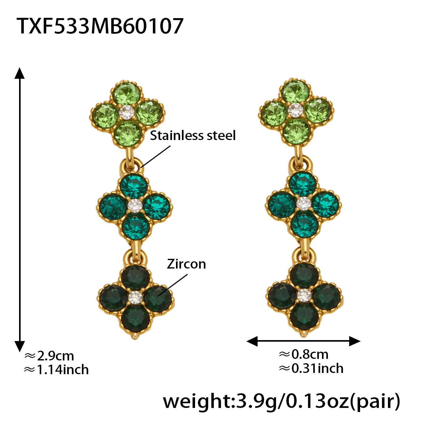 Elegant Color Inlaid Zircon Petal Clover Fashion Lady Jewelry Set