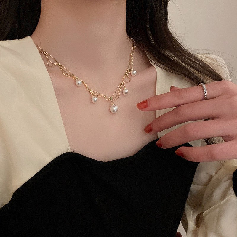 Women's Oversized Pearl Minimalist Design Clavicle Chain Necklaces