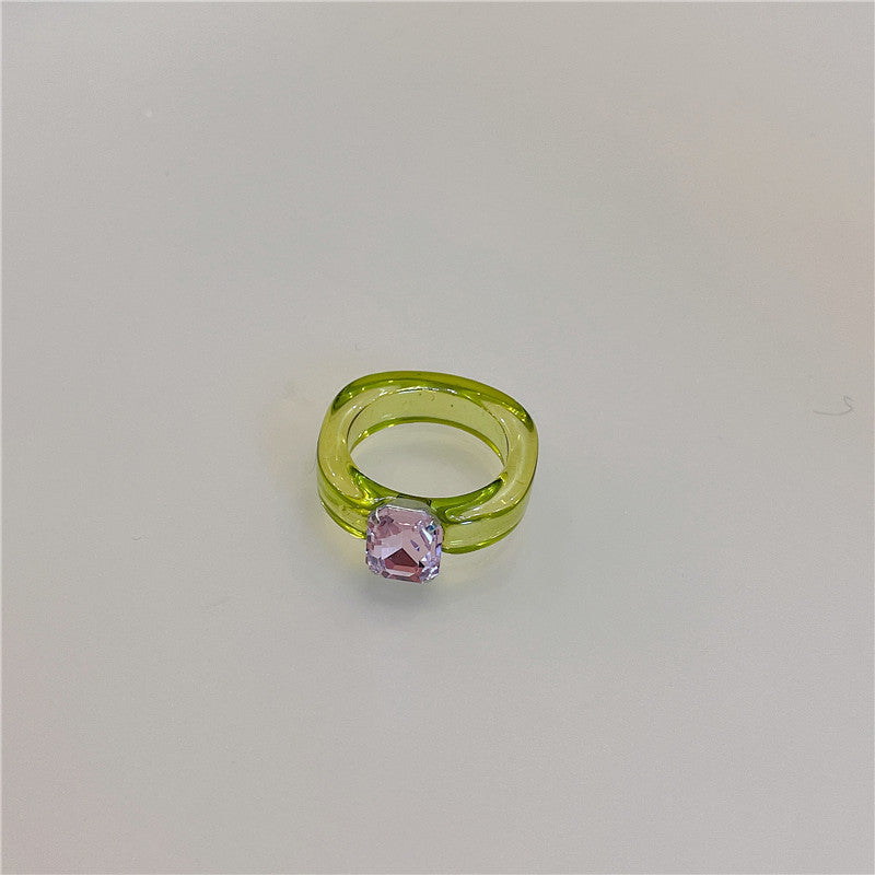 Candy Color Resin Acrylic Gemstone Transparent Rings