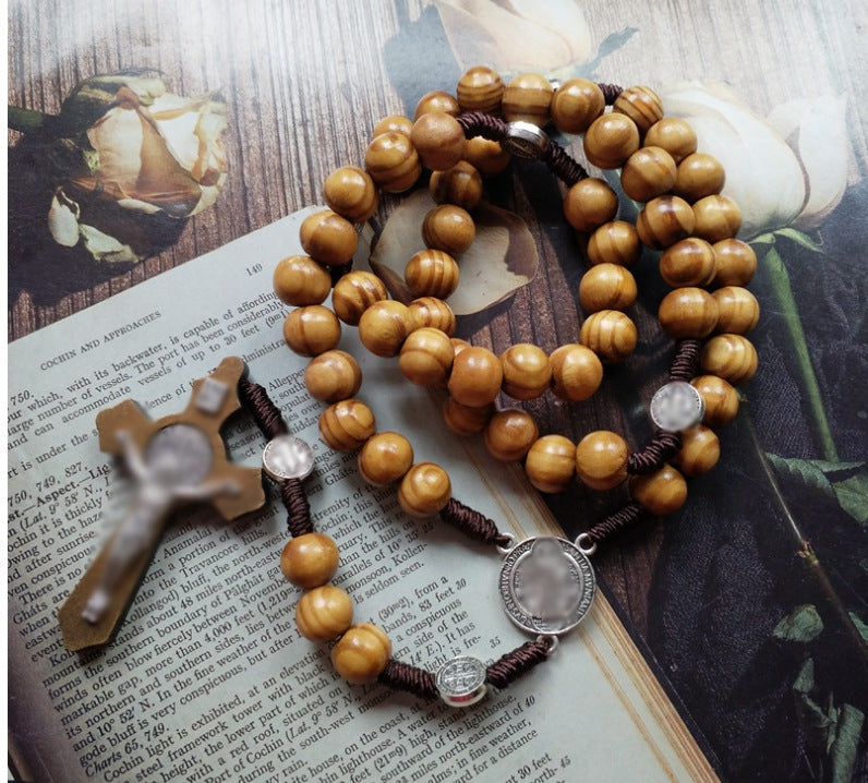 Retro Light Wooden Bead Hand-woven Beads Necklace