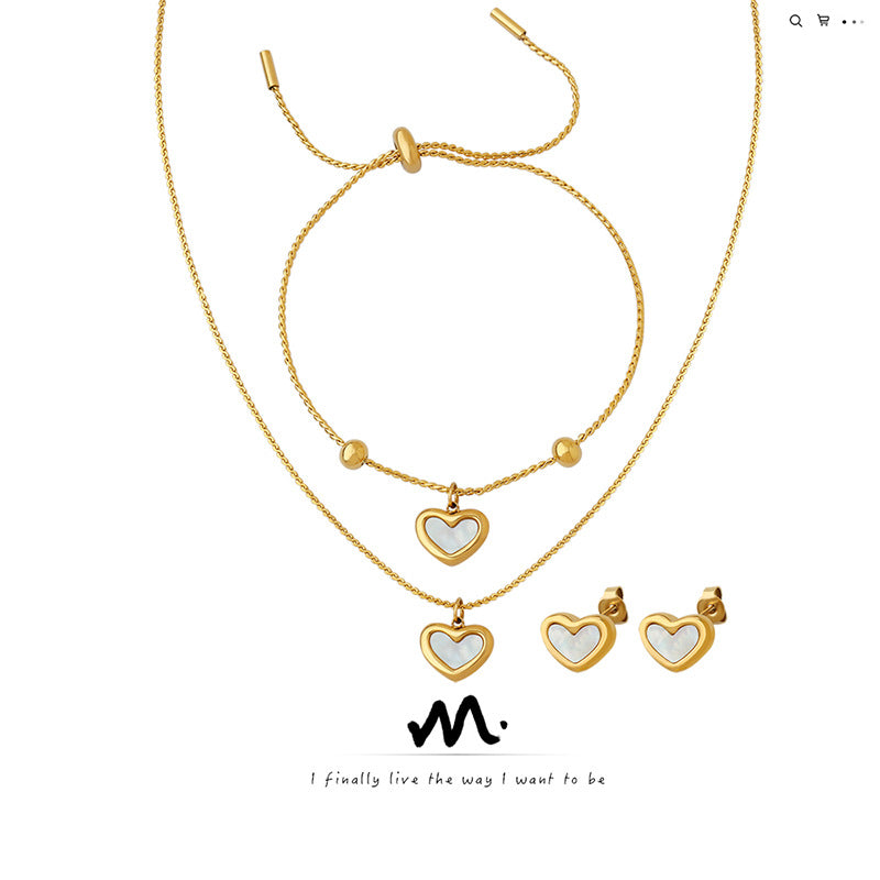 Heart Shell Gentle Little Fairy Three Pieces Chinese Necklaces