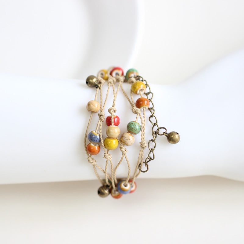 Women's Flower Glaze Color Beads Bohemian Style Fashion Bracelets