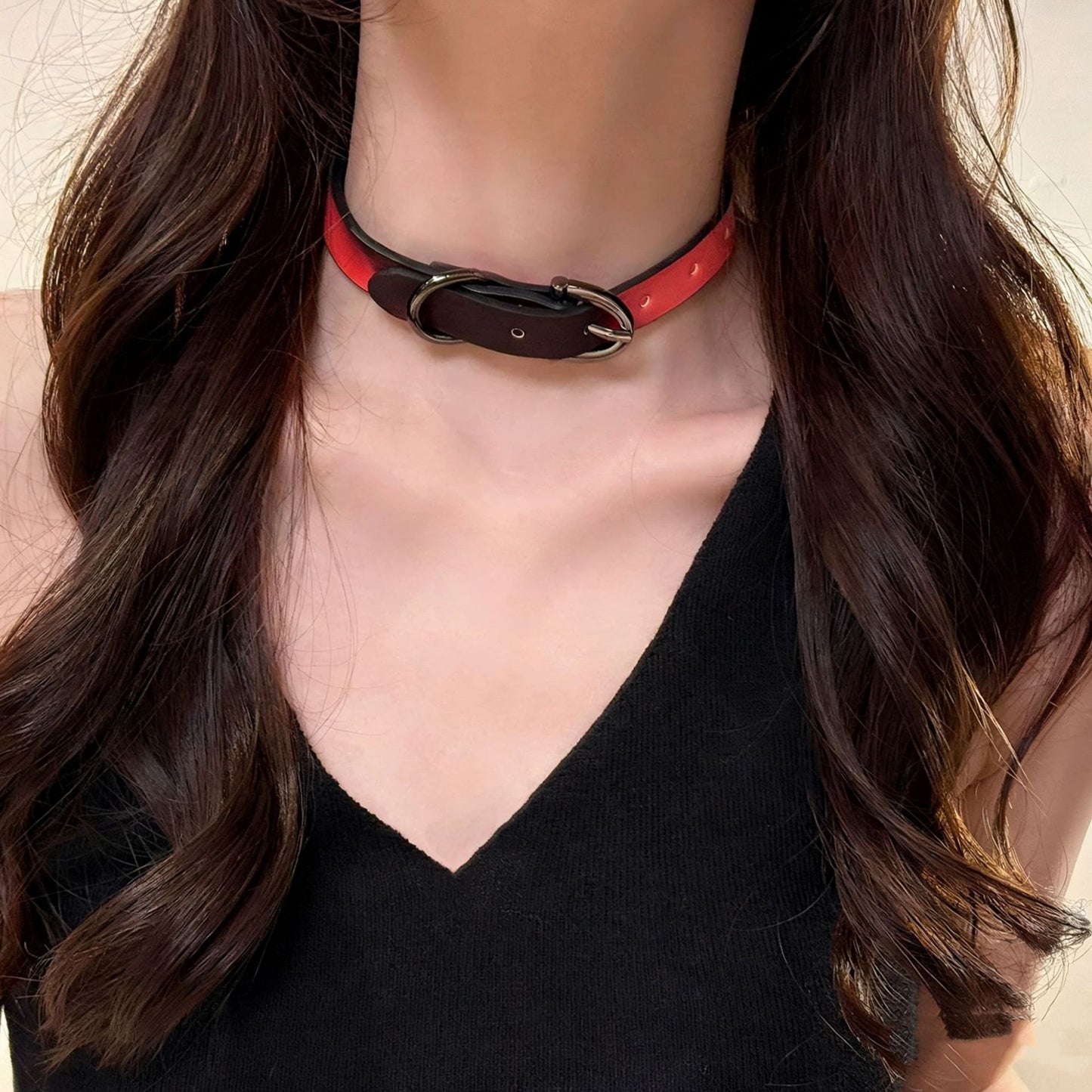 Women's & Men's Color Changing Pineapple Red Leather Sweet Cool Style Hot Collar