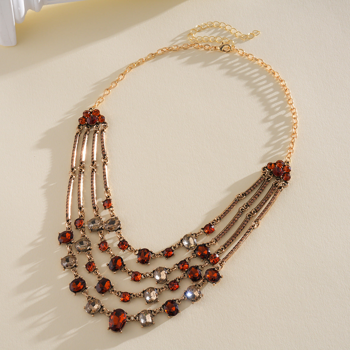 Style Turquoise Blue Diamond Flower Ear Light Luxury Minority Clavicle Necklaces