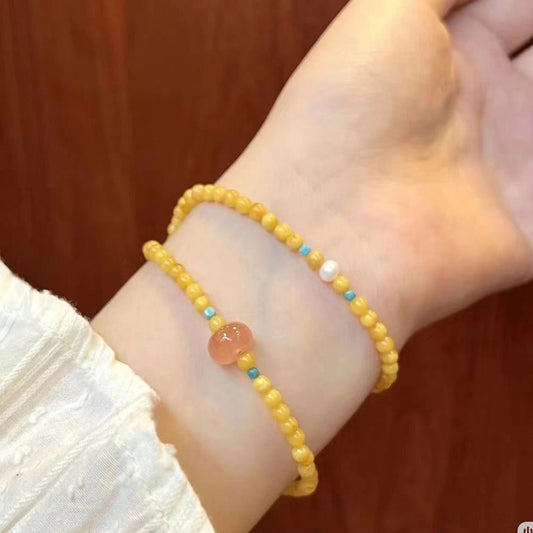 Design Yellow Chicken Grease Colored Glaze Green Pine Fresh Bracelet