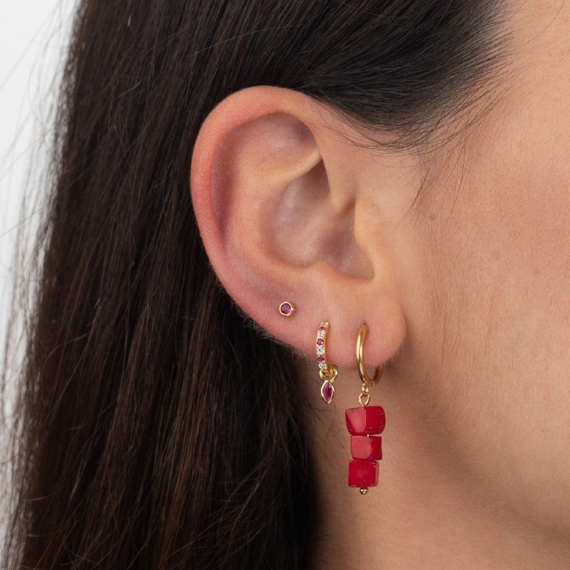 Women's Color Zircon Ear Clip Fashion Geometry Earrings