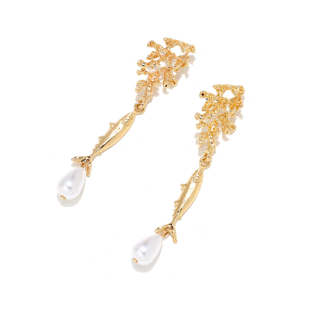 Women's Coral Fish Water Drop Patch Sweet Spicy Vacation Style Marine Earrings