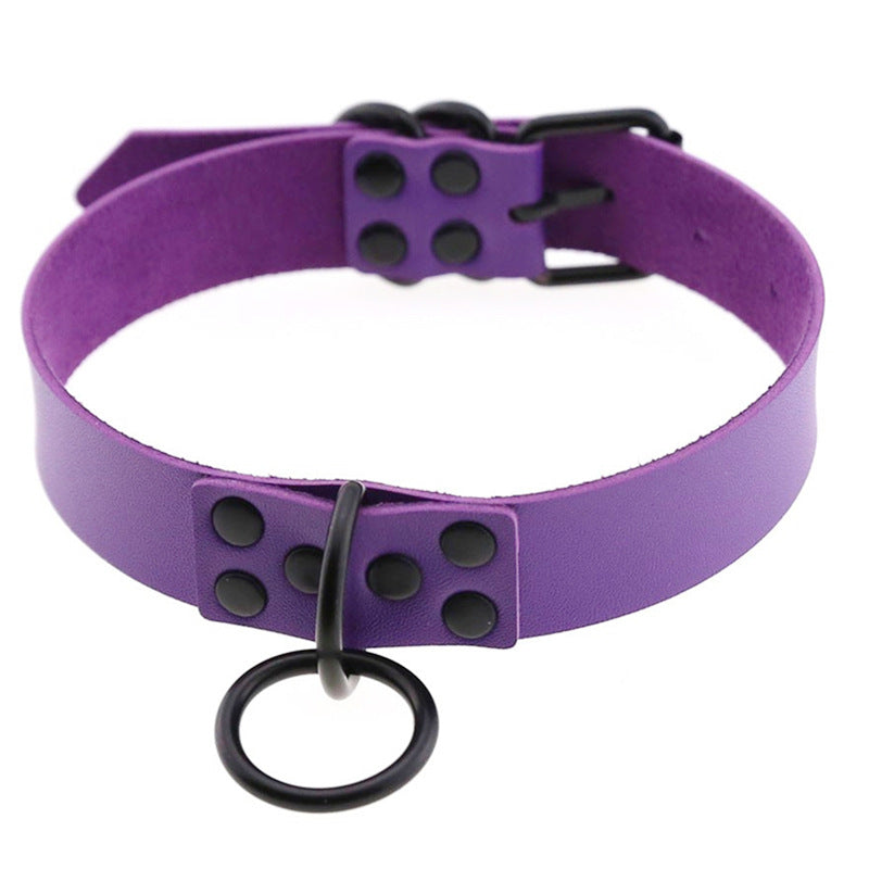 Goth Punk Neckband Fashion All Black Nail O-shaped Collar Necklace