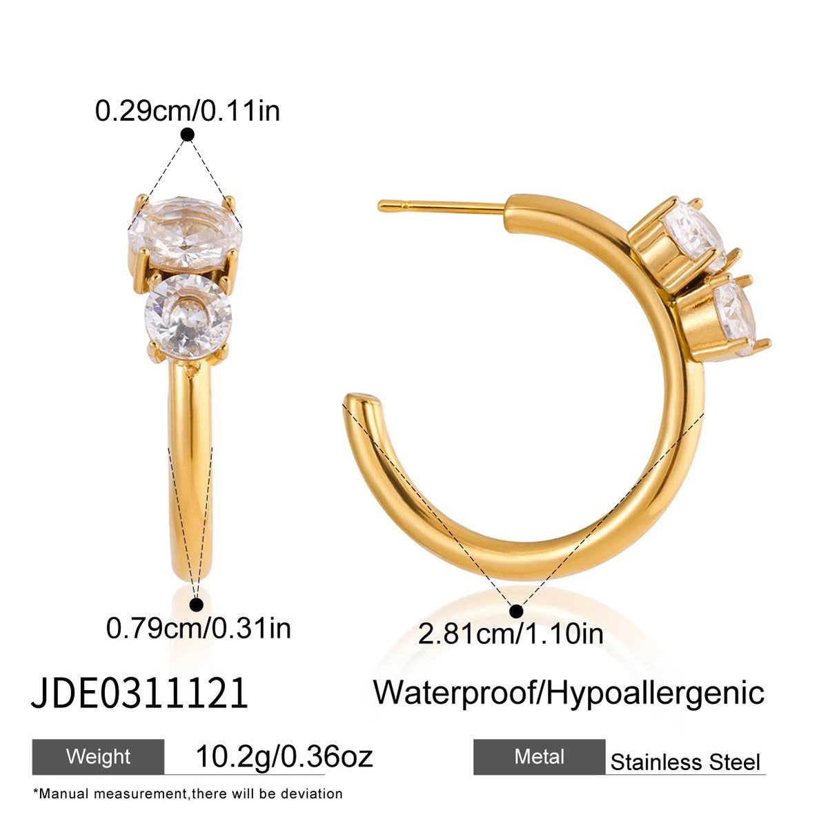 Stainless Steel Zircon Type Ear Light Earrings