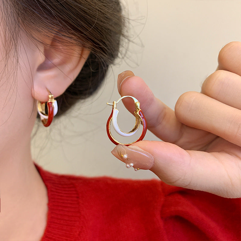 Pattern Love Artificial Pearl Festive High-grade Earrings