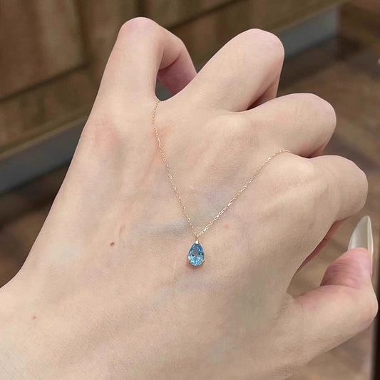 Women's Sky Blue Topaz Water Drop Exquisite Necklace