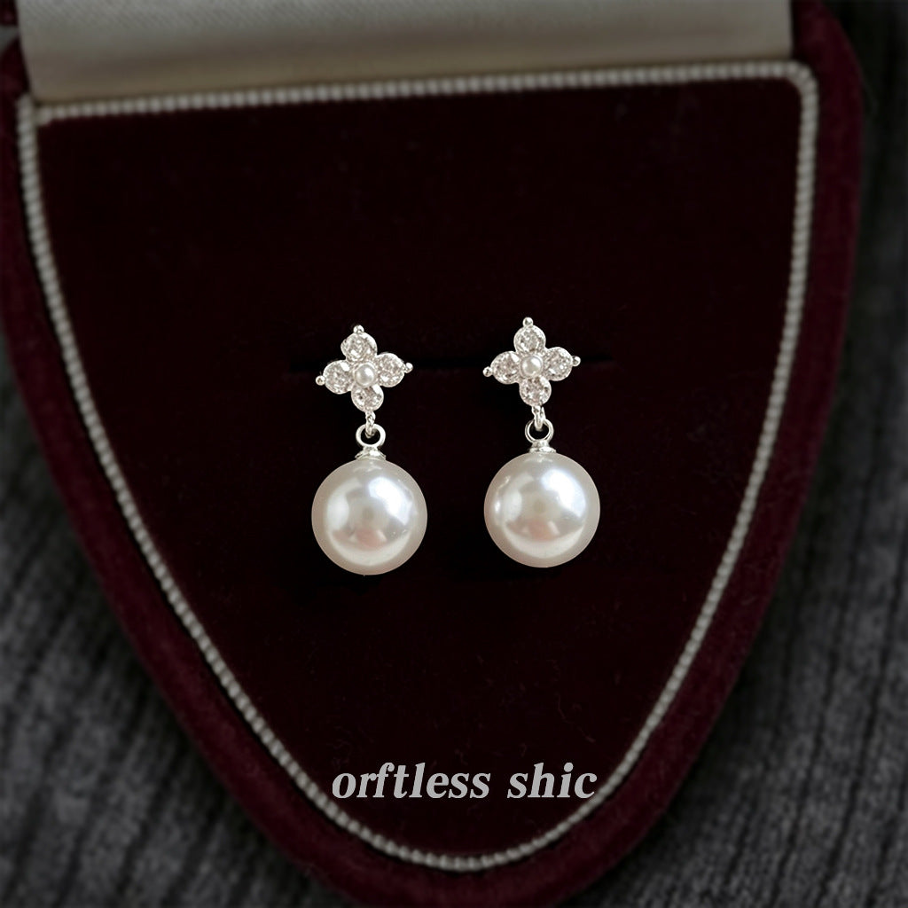 High Sense Affordable Luxury Style Micro Inlaid Zircon Pearl Rings