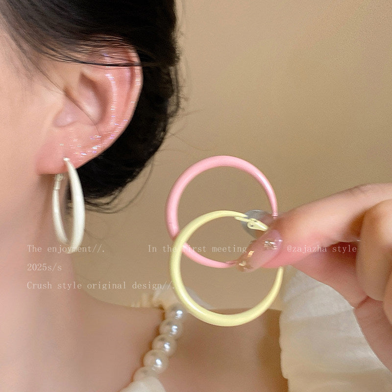 Dopamine Colorful Circle Simple Female Seaside Vacation Style High Earrings