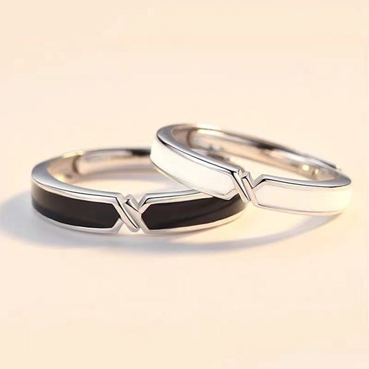 Women's & Men's Of Long-distance Love Black With Design Rings