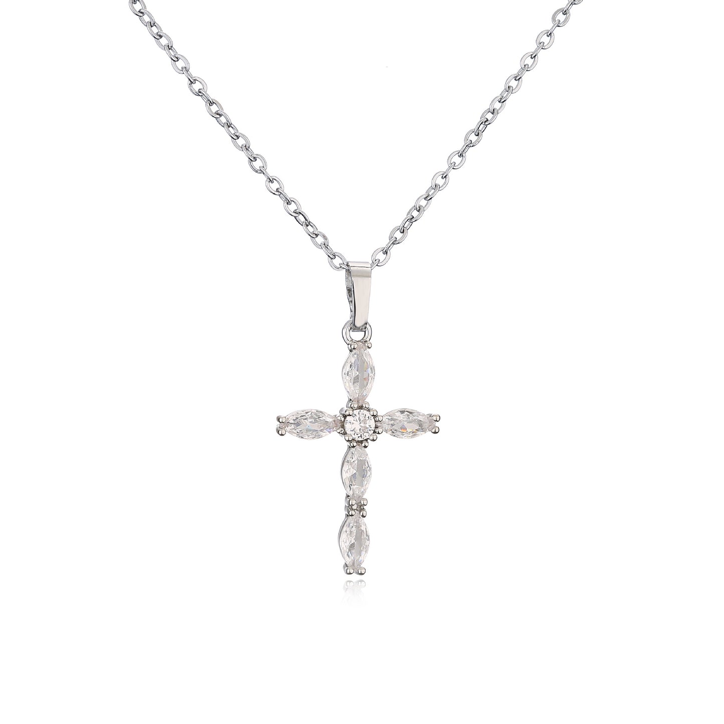 Ornament Micro Inlaid Zircon Cross Religious Necklaces