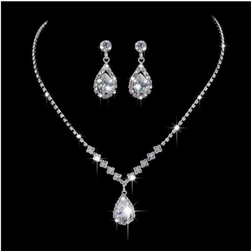 Kit Zircon Wings Water Drop Wedding Dinner Party Formal Jewelry Set