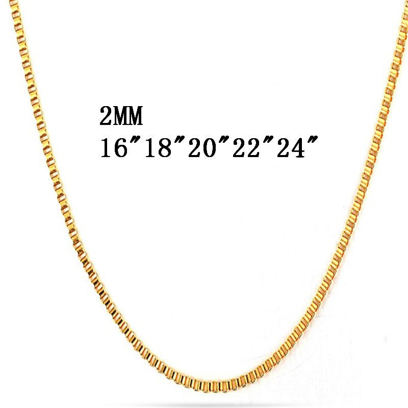 Fashion Simple Box Chain Gold Sier Necklaces