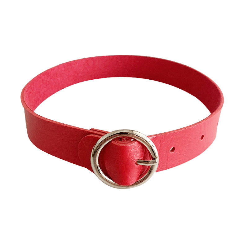 Leather Round Gothic Simple Neck Band Collar