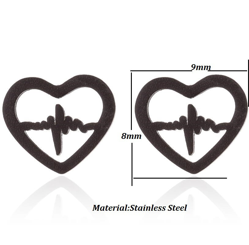 Women's Stainless Steel Geometric Gesture Love Heart Stud Earrings