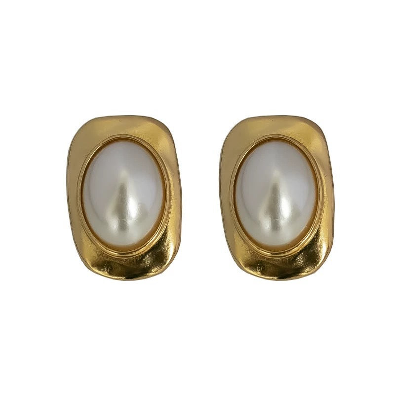 Edge Square Pearl High-grade Exaggerated Fashionable Earrings