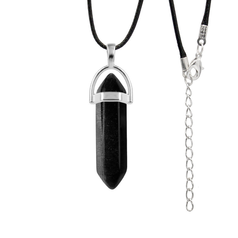 Natural Stone Hexagon Prism Fashion Crystal Necklaces