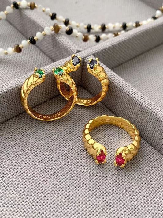 Gemstone Female Opening Adjustable Middle Ancient Rings