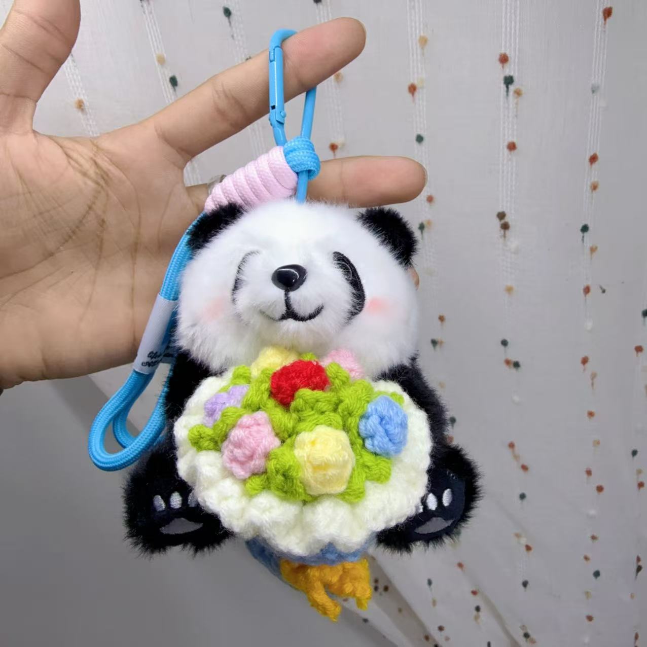 Artificial Giant Panda Knitted Plush Flower Hanging Ornaments