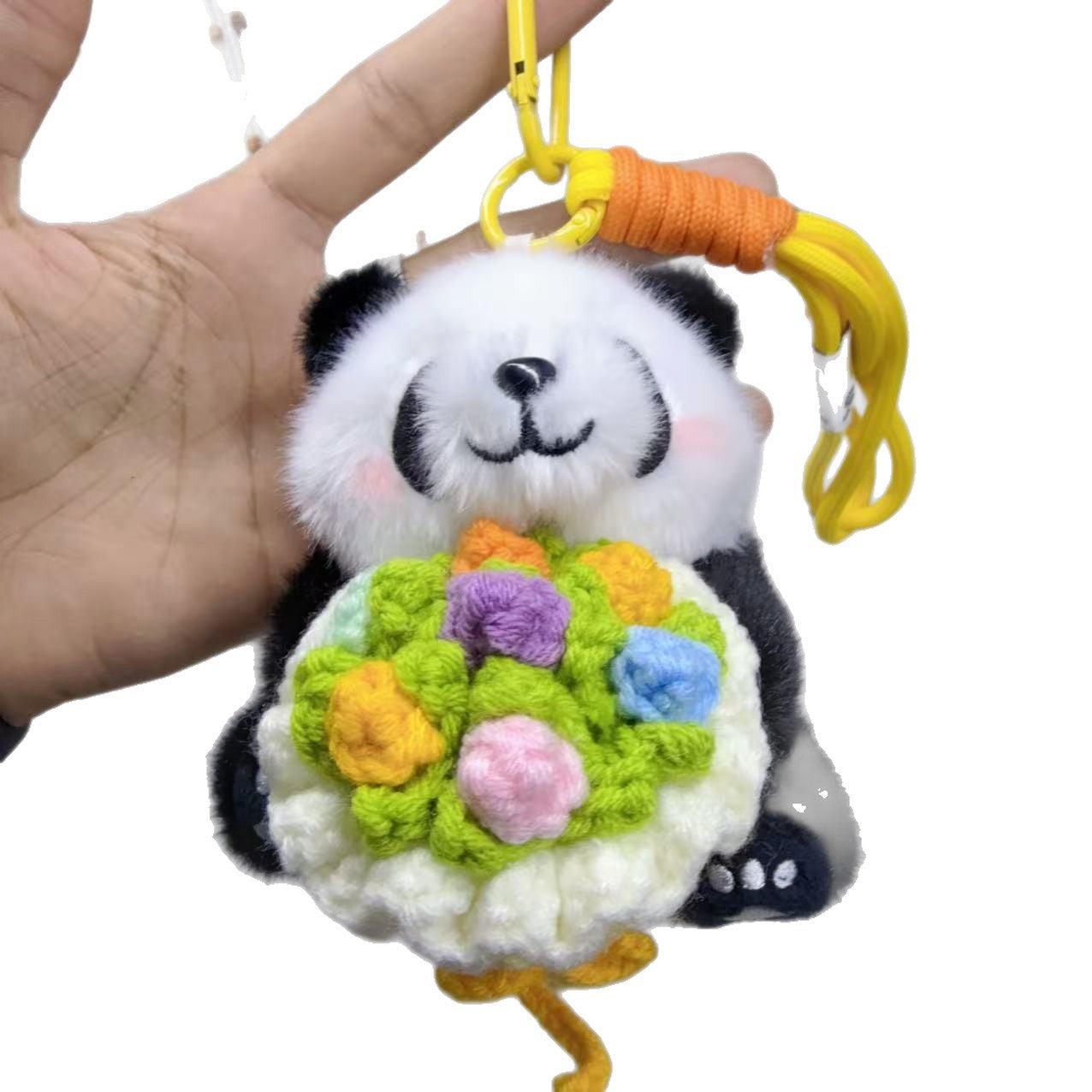Artificial Giant Panda Knitted Plush Flower Hanging Ornaments