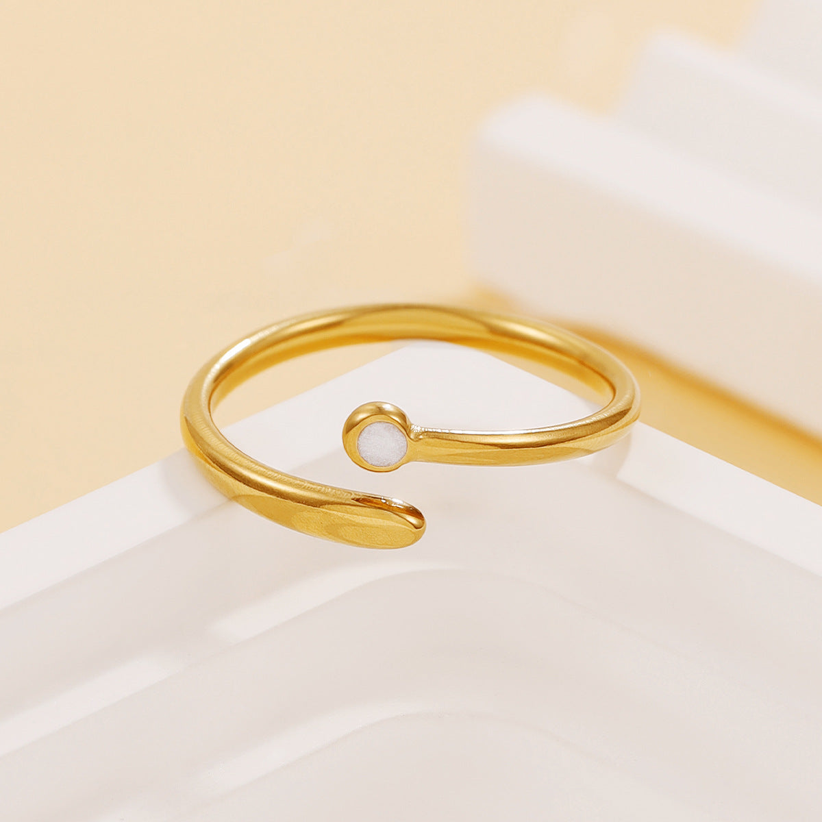 Stainless Steel Personality Style Three-color Dripping Enamel Minimalist Simple Geometric Ring