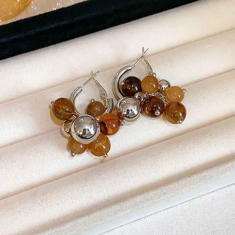 Women's Needle Geometric Irregular Resin Fashionable Retro Earrings