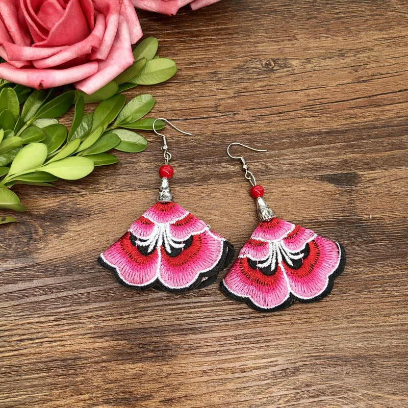 Fabric Yunnan Simple Flower Tassel Female Earrings