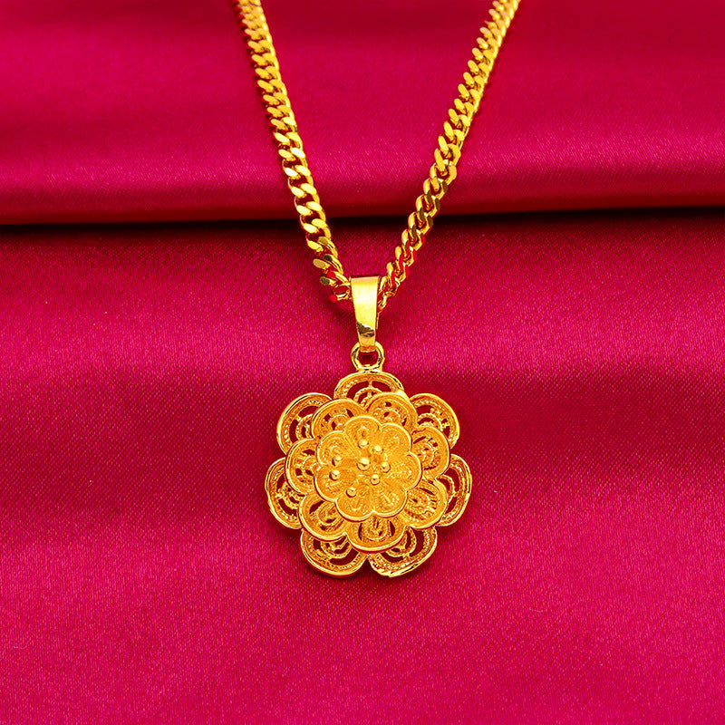 Women's Vietnam Placer Gold Faux Flower European Coin No Color Pendants