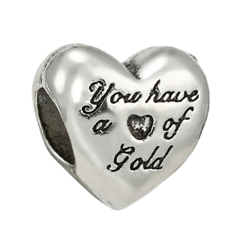 Alloy Large Hole Beads Hollowed Heart Shape Jewelry Accessories