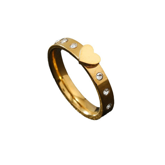 Simple Three-dimensional Welding Heart Shape With Diamond Titanium Rings