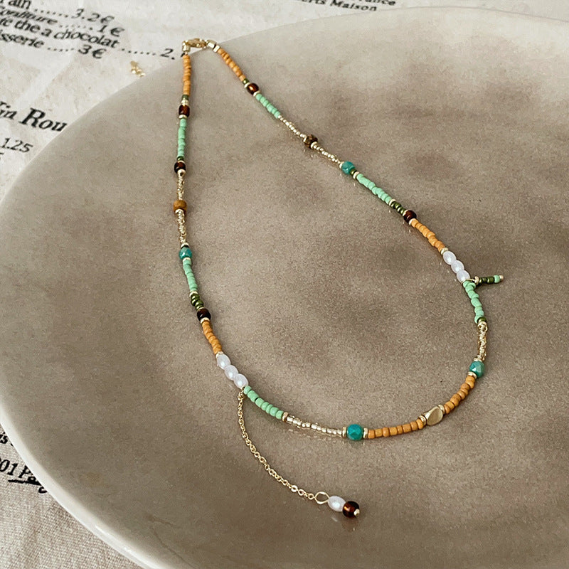 Women's Colorful Beaded Natural Stone Mild Luxury Retro Necklaces