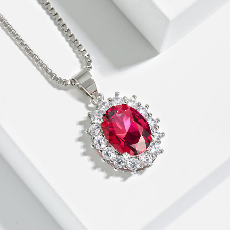 Gems High Sense Princess Round Sapphire Necklaces