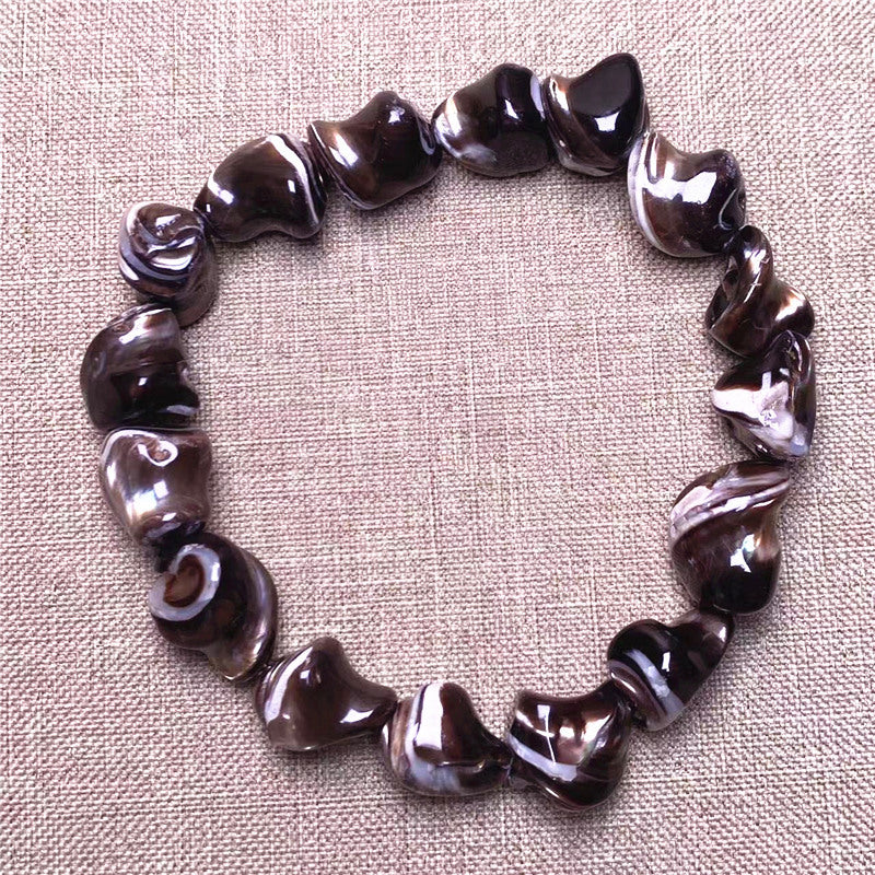 Women's & Men's With Shape Large Particle Tai Pattern Deep Sea Yellow Bracelet