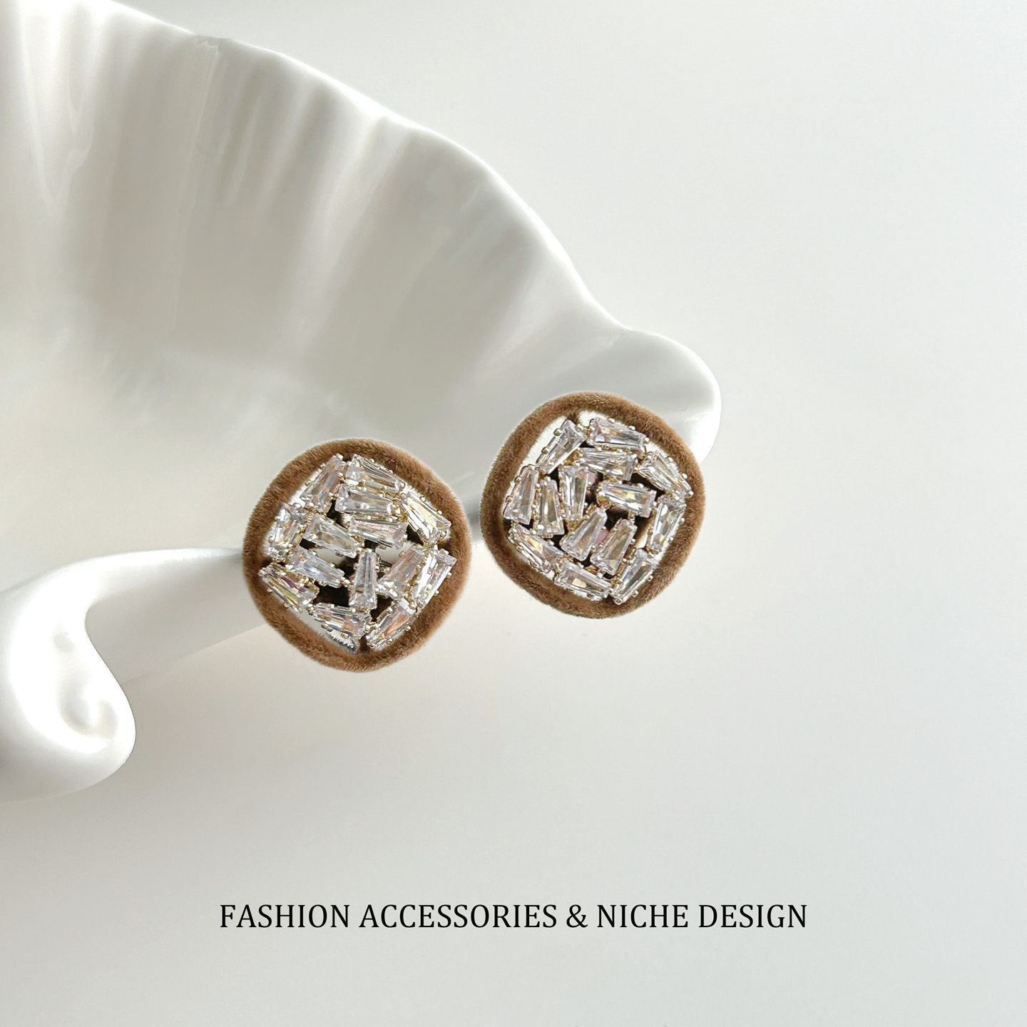 Zircon Square Light Luxury High-grade Simple Earrings
