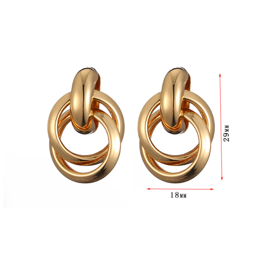 Women's Retro Hoop Hollow Tube Series Sister-in-law Earrings