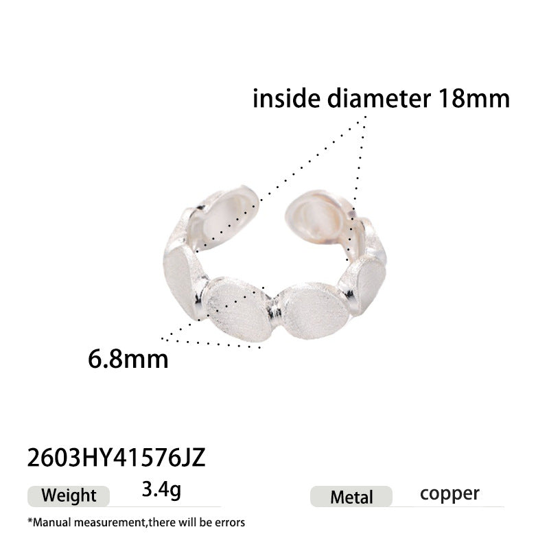 Sier Everyday Fashion Commuter Design Slim Opening Adjustable Handmade Brushed Ring